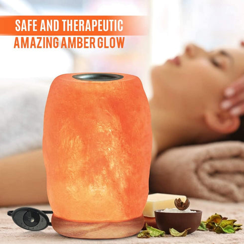 Aroma Salt Lamp With Wooden Base | HIMALAYAN GLOW